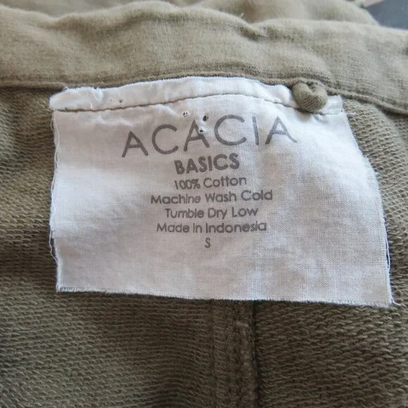 ACACIA Dublin Pant in Moss Green Size S Cotton Raw Hem Casual Travel Vacation - Picture 16 of 16